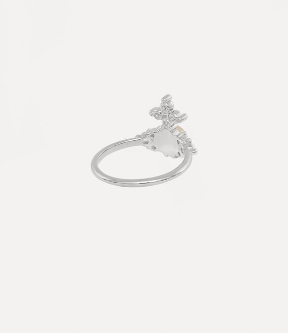 Vivienne Westwood Feodora Ring Platinum / White Cz / Creamrose Pearl | 425736KET