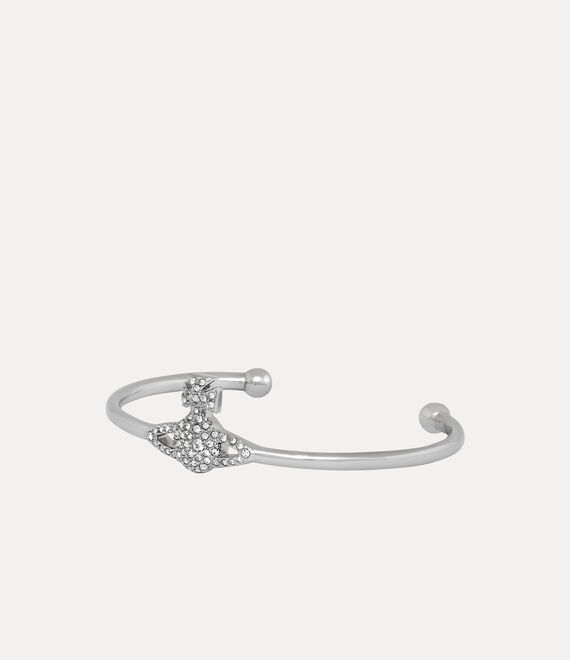 Vivienne Westwood Grace Bas Relief Open Bangle Platinum / Crystal Crystal | 097532YOR