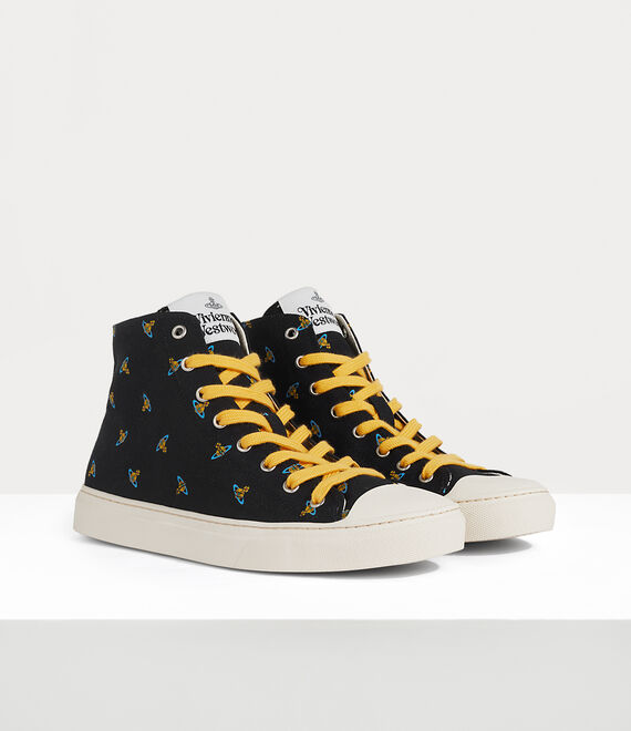 Vivienne Westwood High Top Canvas Plimsoll Black/Baby Orbs | 906482RCW