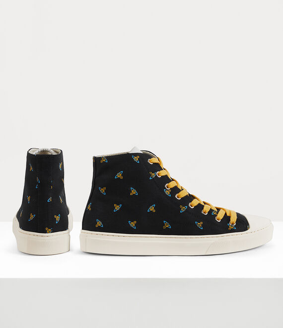 Vivienne Westwood High Top Canvas Plimsoll Black/Baby Orbs | 906482RCW