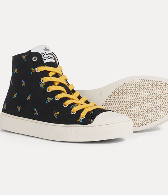 Vivienne Westwood High Top Canvas Plimsoll Black/Baby Orbs | 906482RCW