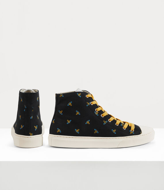 Vivienne Westwood High Top Canvas Plimsoll Black/Baby Orbs | 643195FAB