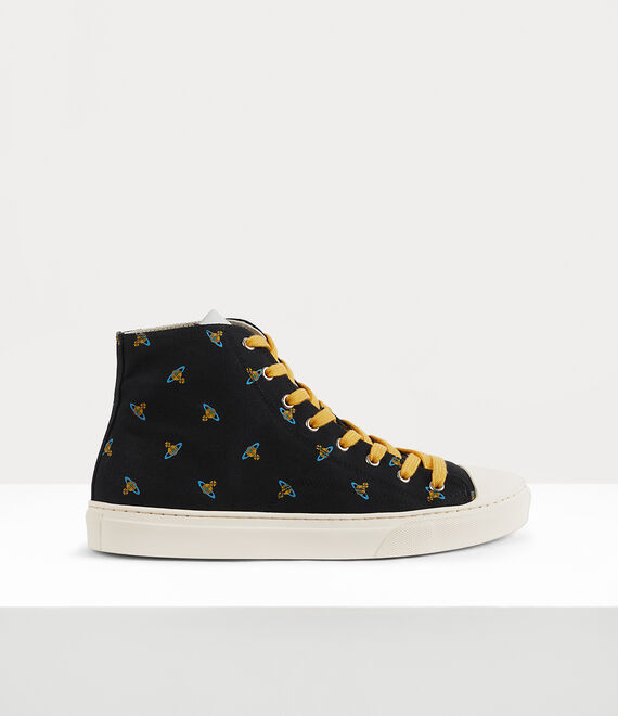 Vivienne Westwood High Top Canvas Plimsoll Black/Baby Orbs | 643195FAB