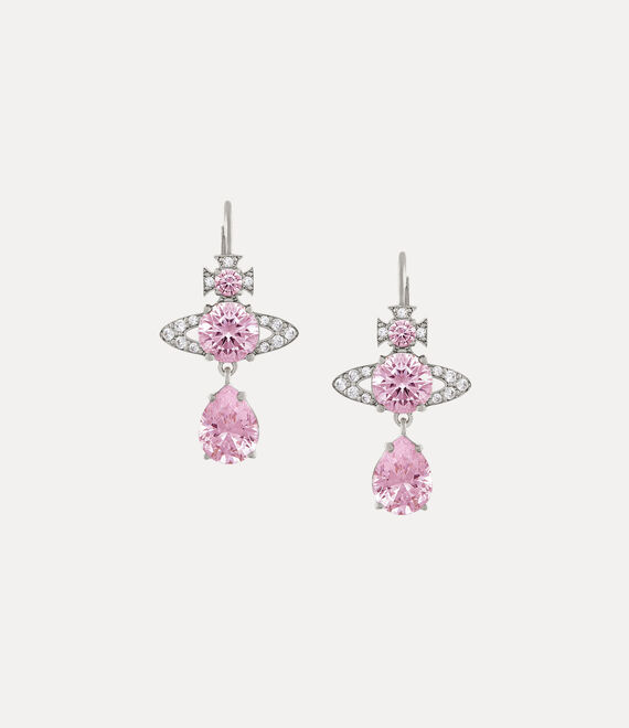 Vivienne Westwood Ismene Drop Earrings Platinum / Pink, White Cz | 425687DGM