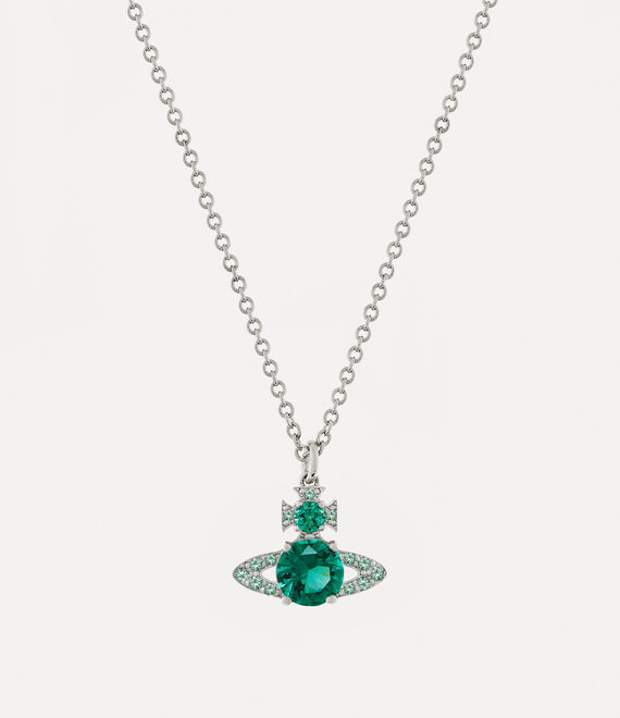 Vivienne Westwood Ismene Pendant Necklace Platinum / Green Cz | 137645DPL