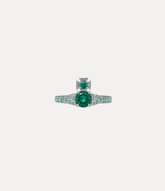 Vivienne Westwood Ismene Ring Platinum / Green Cz | 789410ZOH