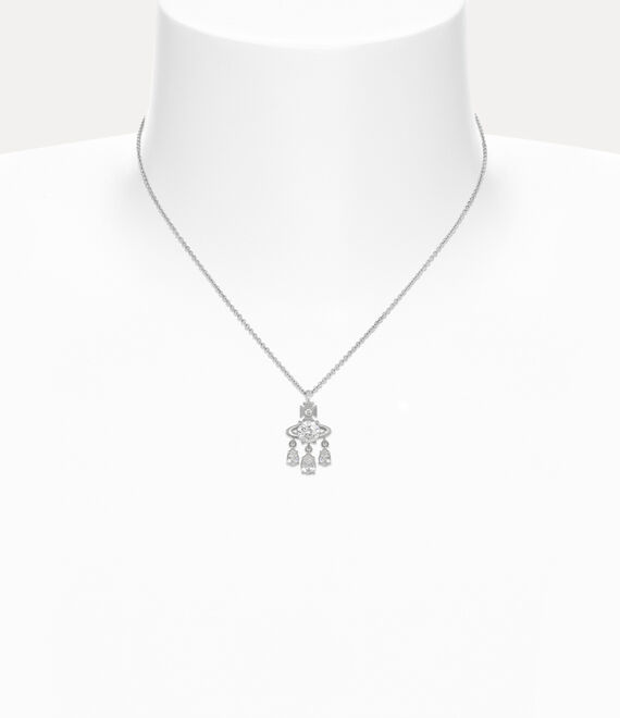 Vivienne Westwood Joaquina Pendant Necklace Platinum / White Cz | 270586TWZ