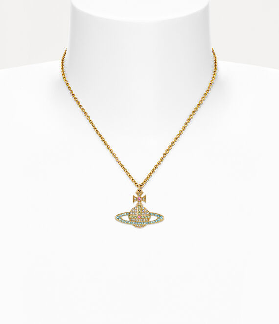 Vivienne Westwood Kika Pendant Necklace Gold/Crystal,Chrysolite,Aquamarine | 674352GDX