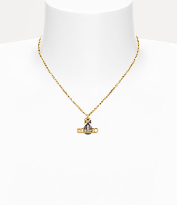 Vivienne Westwood Kitty Pendant Necklace Gold / Crystal Crystal / Violet Transparent Enamel | 729835CSV