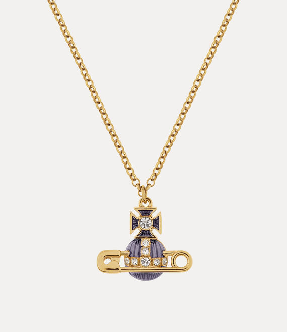 Vivienne Westwood Kitty Pendant Necklace Gold / Crystal Crystal / Violet Transparent Enamel | 729835CSV