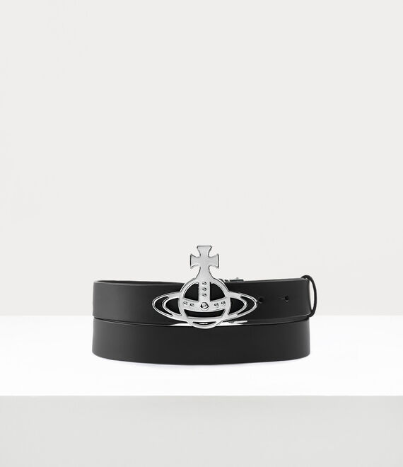 Vivienne Westwood Line Orb Buckle Belt/Silver Black | 614238KYE