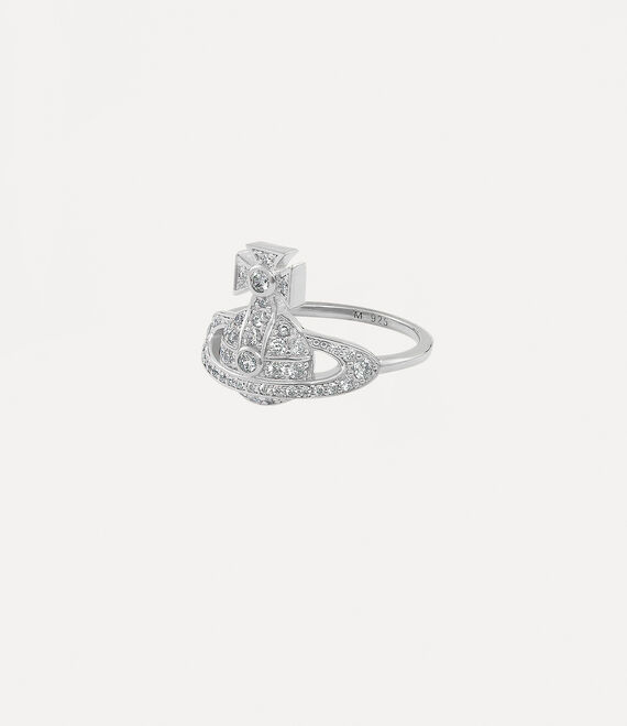 Vivienne Westwood Little Orb Ring Platinum / White Cz | 719340JSY