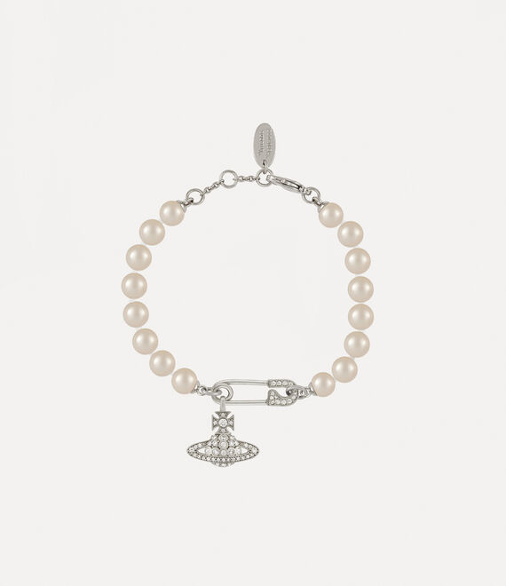 Vivienne Westwood Lucrece Pearl Bracelet Platinum / Light Creamrose Pearl / White Cz | 849350XWP