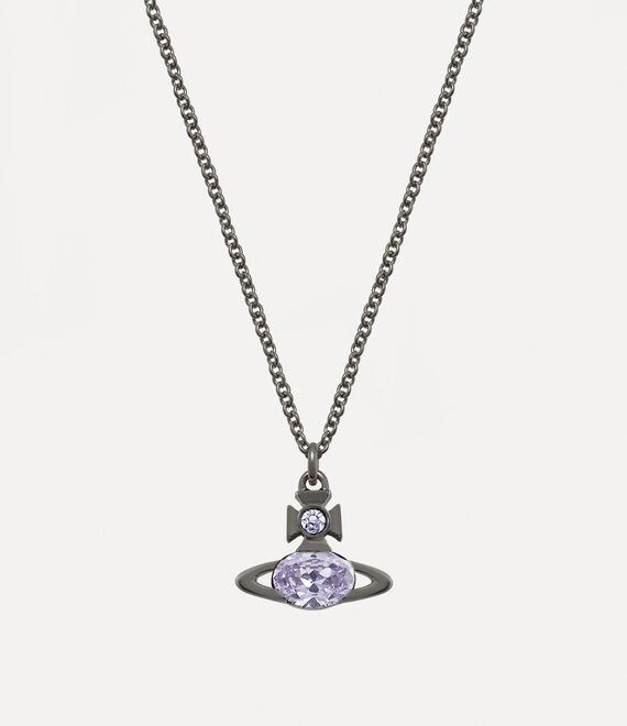 Vivienne Westwood Man. Allie Pendant Necklace Ruthenium / Light Lavender Cz | 273508IJM