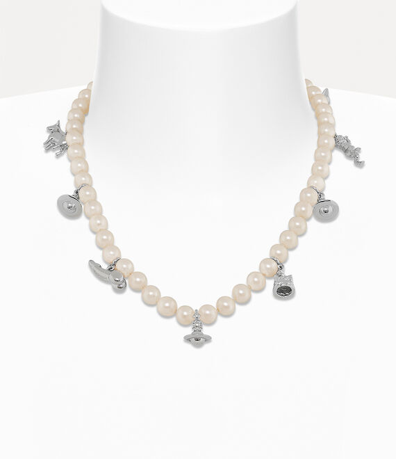 Vivienne Westwood Man. Anglo Pearl Necklace Platinum / Creamrose Pearl | 718536PKJ