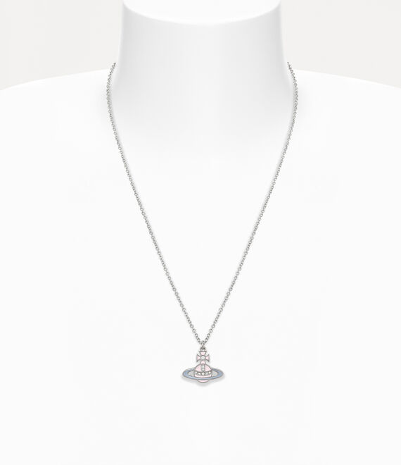 Vivienne Westwood Man. Concetta Pendant Necklace Platinum/Pale Pink,Transparent Pastel Blue | 140352WNI