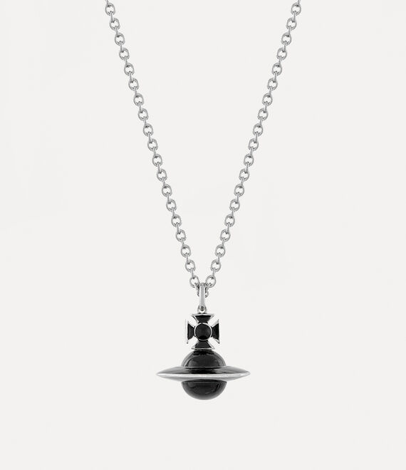 Vivienne Westwood Man. Dinah Pendant Platinum / Black Enamel | 459283BWI