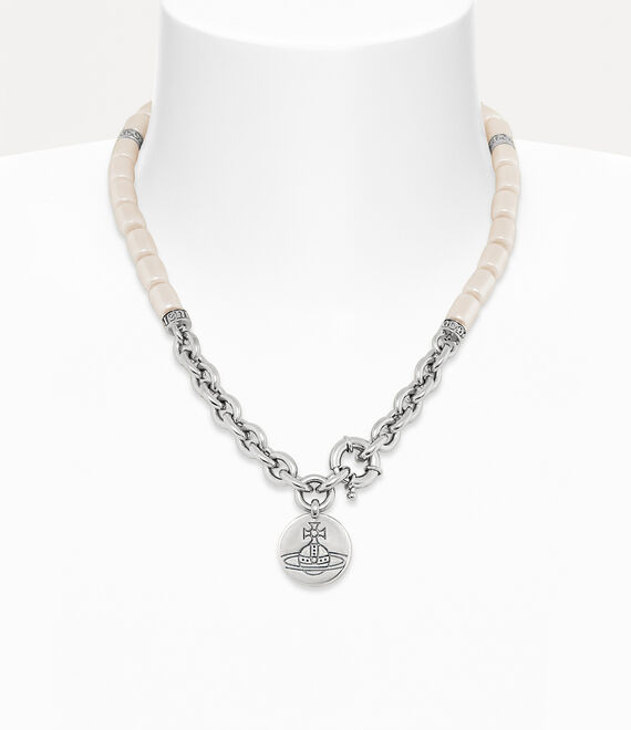 Vivienne Westwood Man. Edwyn Necklace Platinum / Creamrose Pearl | 346078SGU