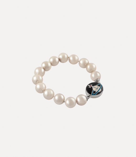 Vivienne Westwood Man. Loelia Large Pearl Bracelet Platinum/Black,Off-white,Green,Red | 354012LHZ