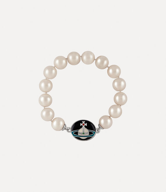 Vivienne Westwood Man. Loelia Large Pearl Bracelet Platinum/Black,Off-white,Green,Red | 354012LHZ