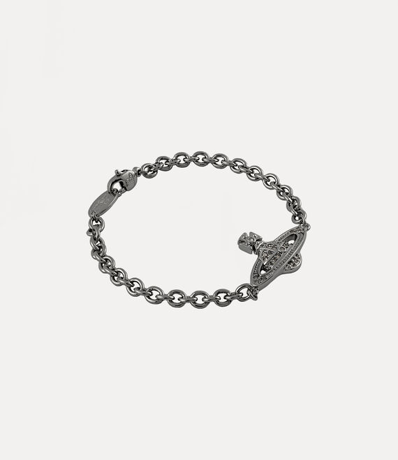 Vivienne Westwood Man. Mini Bas Relief Chain Bracelet Ruthenium Black Diamond | 304517WRS