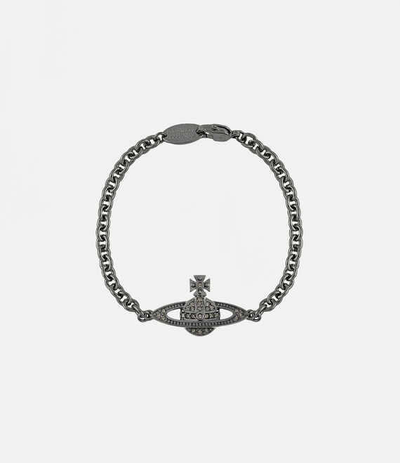 Vivienne Westwood Man. Mini Bas Relief Chain Bracelet Ruthenium Black Diamond | 304517WRS