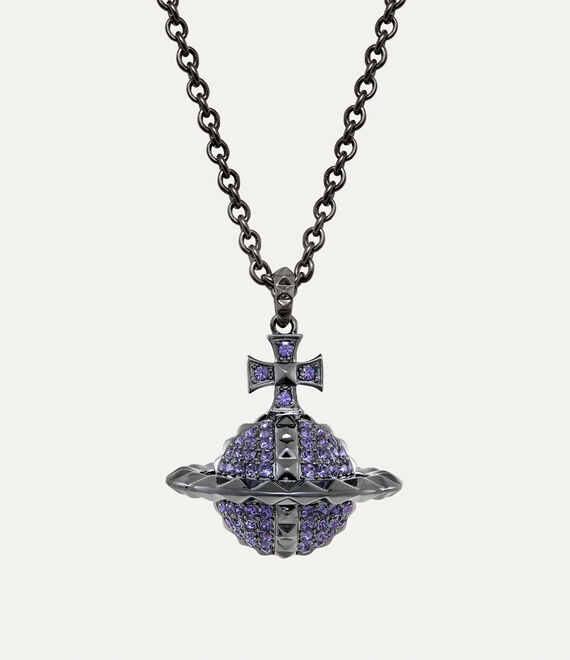 Vivienne Westwood Mayfair Large Orb Pendant Gunmetal / Tanzanite Crystal | 794853WMS