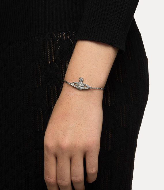 Vivienne Westwood Mini Bas Relief Chain Bracelet Platinum / Crystal Crystal | 867913OPJ