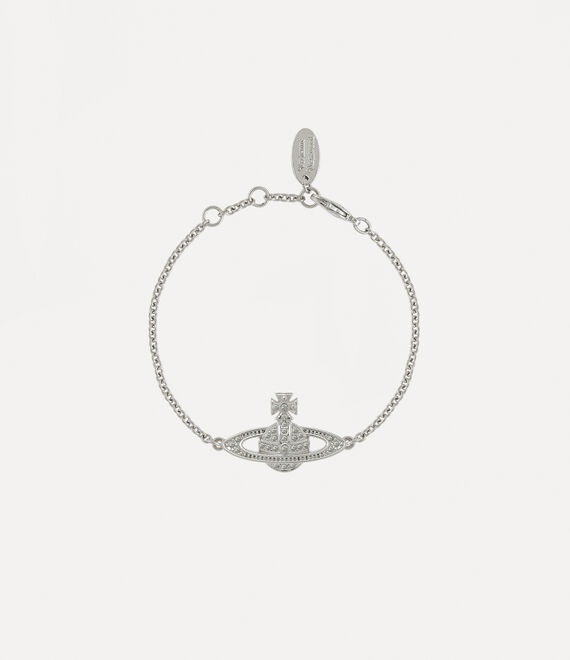 Vivienne Westwood Mini Bas Relief Chain Bracelet Platinum / Crystal Crystal | 867913OPJ