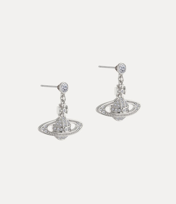 Vivienne Westwood Mini Bas Relief Drop Earrings Platinum / Crystal Crystal | 820593BKU