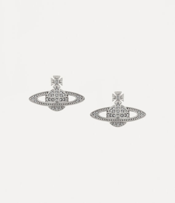 Vivienne Westwood Mini Bas Relief Earrings Platinum / Crystal Crystal | 487320XWC