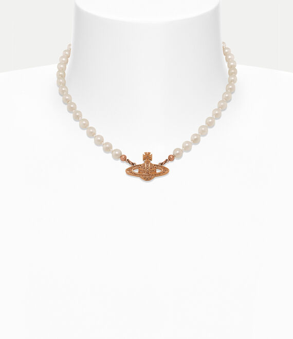 Vivienne Westwood Mini Bas Relief Pearl Choker Pink Gold Silk Pearl | 183524OAV