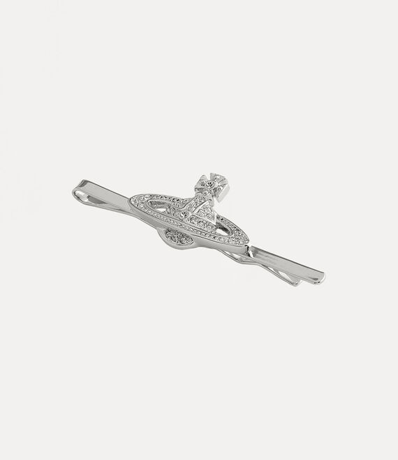 Vivienne Westwood Mini Bas Relief Tie Clip Platinum / Crystal Crystal | 214976QSO