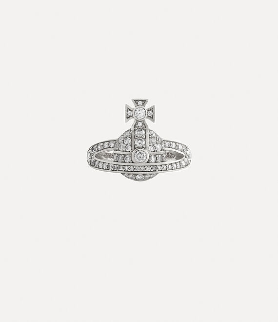 Vivienne Westwood Mini Orb Ring Platinum / White Cz | 306915GVQ