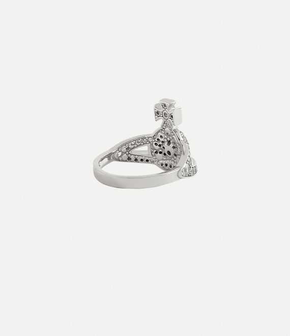 Vivienne Westwood Mini Orb Ring Platinum / White Cz | 076485NLY