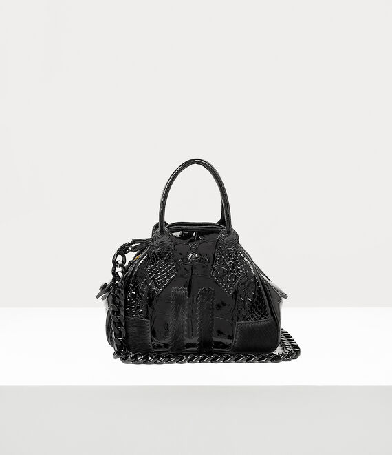 Vivienne Westwood Mini Yasmine Chain Bag Black Enamel Orb | 364072AQV