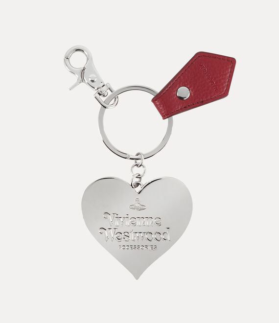 Vivienne Westwood Mirror Heart Orb Keyring Red Pu Grain | 095716DAB