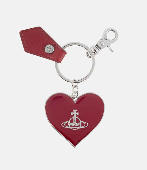 Vivienne Westwood Mirror Heart Orb Keyring Red Pu Grain | 095716DAB