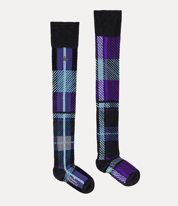 Vivienne Westwood Multi Tartan Over The Knee Sock Anthracite | 842769IVW