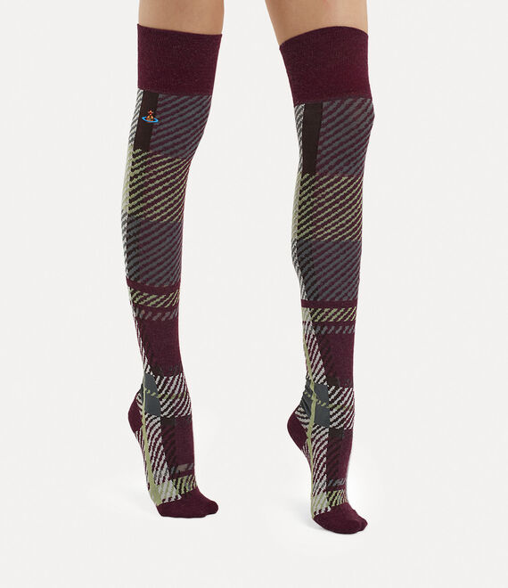 Vivienne Westwood Multi Tartan Over The Knee Sock Anthracite | 219368PGR