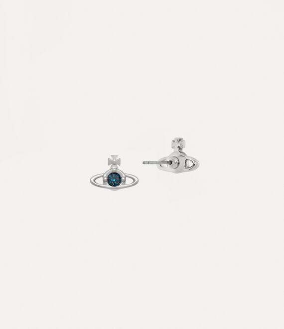 Vivienne Westwood Nano Solitaire Earrings Platinum / Blue Denim Crystal | 379624ZJY