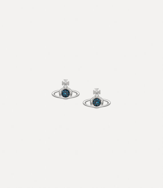 Vivienne Westwood Nano Solitaire Earrings Platinum / Blue Denim Crystal | 379624ZJY