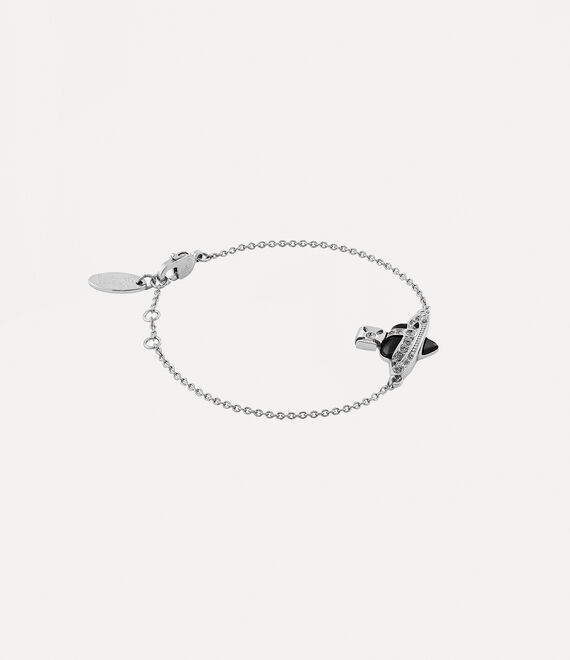 Vivienne Westwood New Diamante Heart Bracelet Platinum / Black Diamond Crystal / Black | 653107ONB