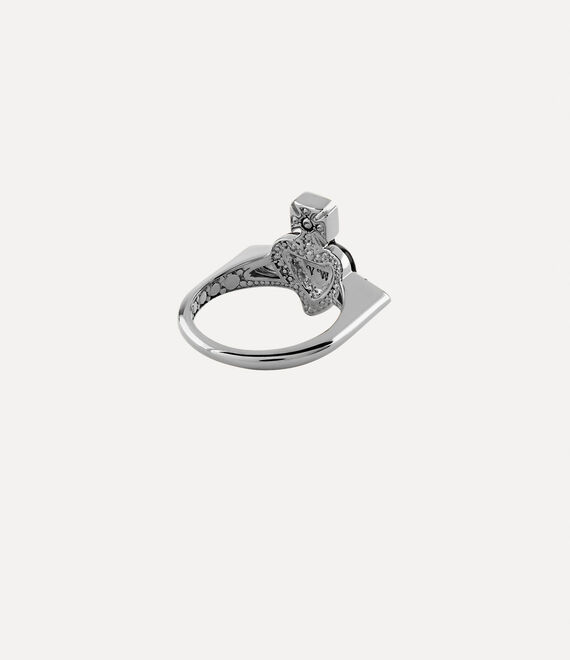 Vivienne Westwood New Diamante Heart Ring Platinum / Black Diamond Crystal / Black | 096843AYM