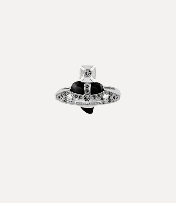 Vivienne Westwood New Diamante Heart Ring Platinum / Black Diamond Crystal / Black | 450821JCO