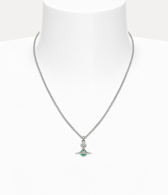 Vivienne Westwood New Petite Orb Pendant Platinum/Mint Green/Multi | 120683TEH