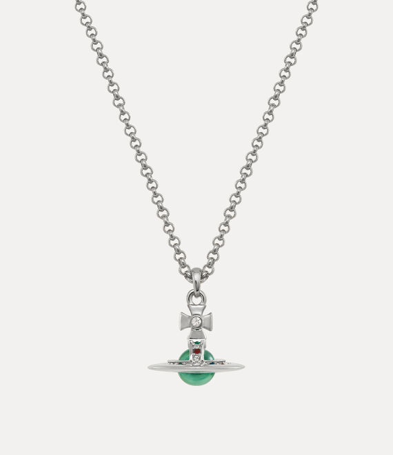 Vivienne Westwood New Petite Orb Pendant Platinum/Mint Green/Multi | 120683TEH