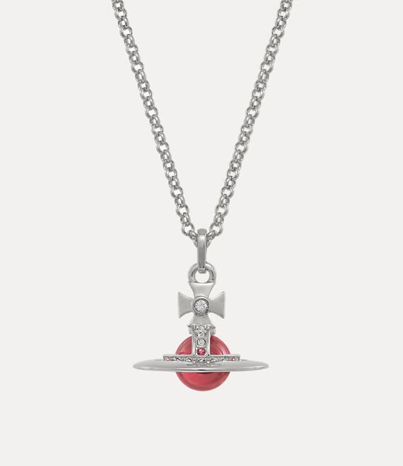 Vivienne Westwood New Tiny Orb Pendant Platinum/Indian Pink Cz/Padparadscha,Light | 063289WVI