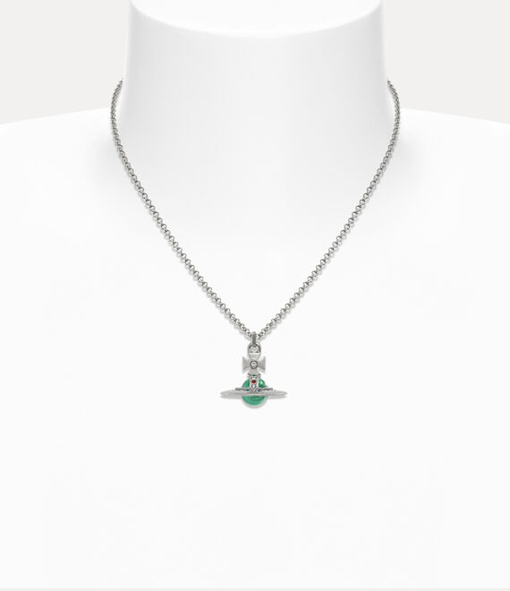 Vivienne Westwood New Tiny Orb Pendant Platinum/Mint Green/Multi | 710562ZBD