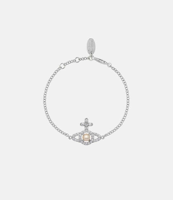 Vivienne Westwood Olympia Pearl Chain Bracelet Platinum / Creamrose Pearl / White Cz | 139674OHR